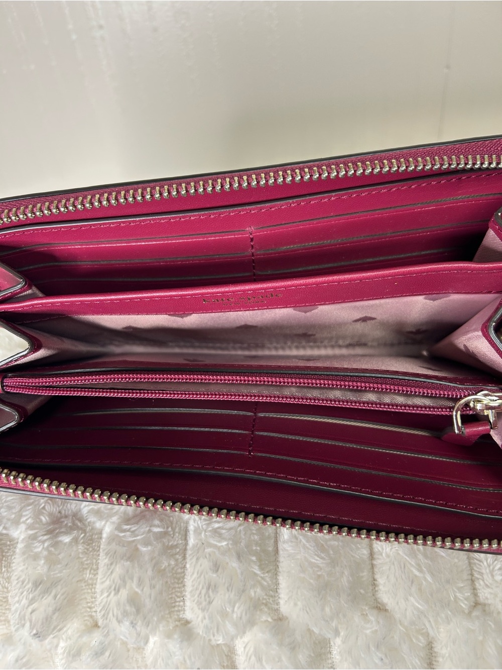 kate spade pebbled leather zip wallet in magenta - Picture 11 of 11